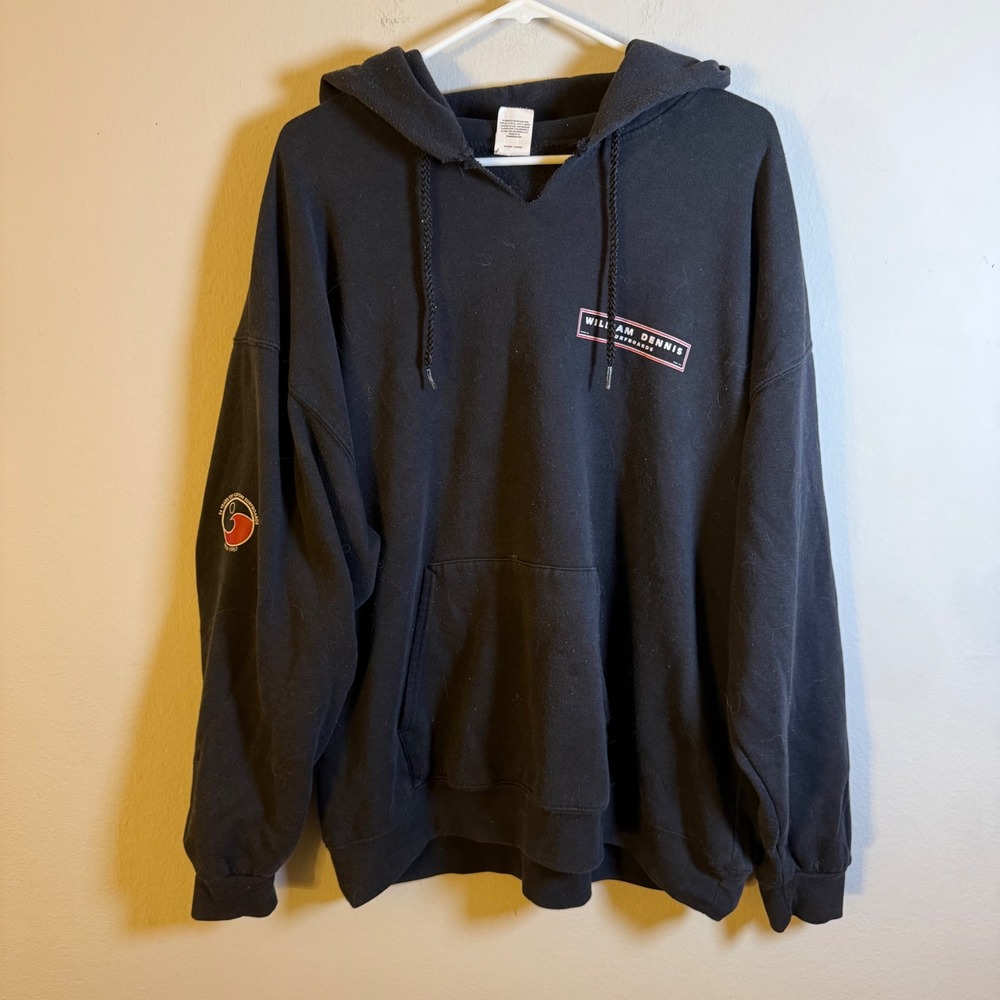 William Dennis Surfboards Hanes EcoSmart Hoodie Mens 2XL Black‎ Custom V-Neck